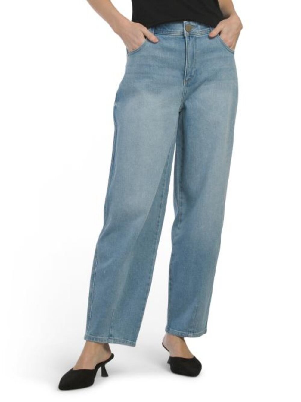 Democracy Ab Tech Skyrise Barrel Leg Jeans 8 Light Wash Booty Lift 32x27